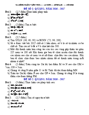 Một số đề thi học kì I môn Toán 9